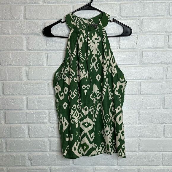 Haute Hippie Linen Blend Green Patterned Halter Tank size Small - Picture 1 of 6
